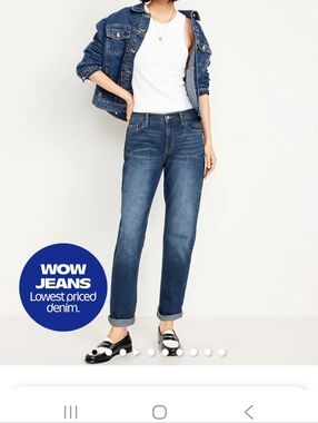 Old Navy Blue Mid-Rise Boyfriend Jeans
